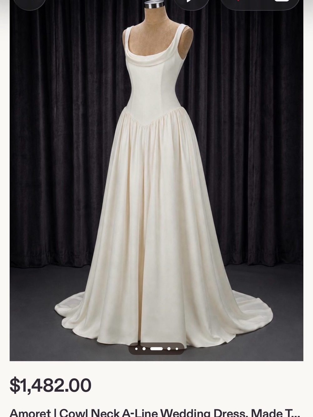 Cowl Neck A-Line Wedding Dress in Ivory